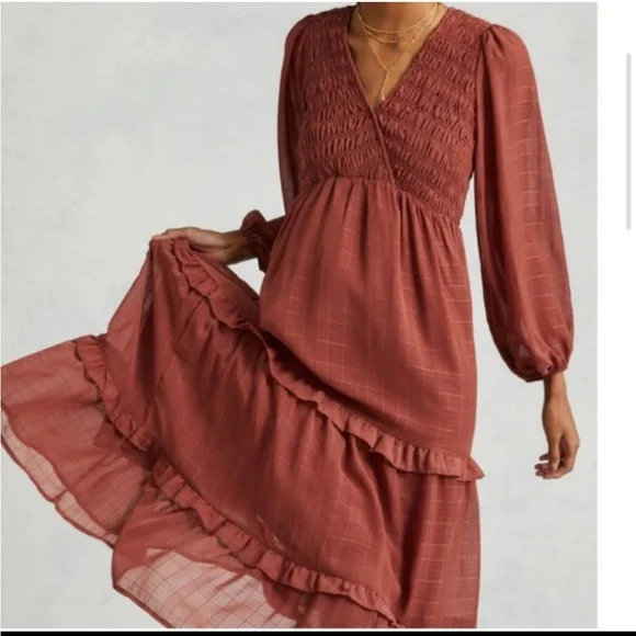 Anthropologie By the River Tiered Ruffled Maxi Dress size S - Picture 3 of 15